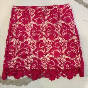 INC International Concepts Pink Crochet Lace Lined Skirt Size 6